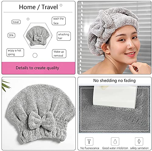 SportMore Microfiber Hair Towel Cap,Soft Absorbent Quick Drying Cap for Curly Thick Hair, Wrap Cap for Women Girls-Set of 2 Pcs